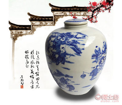 【良宇陶瓷景德鎮(zhèn)廠家直銷陶瓷50斤裝青花百子圖無孔平蓋瓶藝術(shù)陶瓷酒壇】昌江區(qū)良宇陶瓷廠 - 產(chǎn)品庫